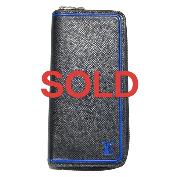 LOUIS VUITTON Zippy Wallet Vertical M30070 Noir Blue Taiga - 387-061325 - Picture 1 of 6